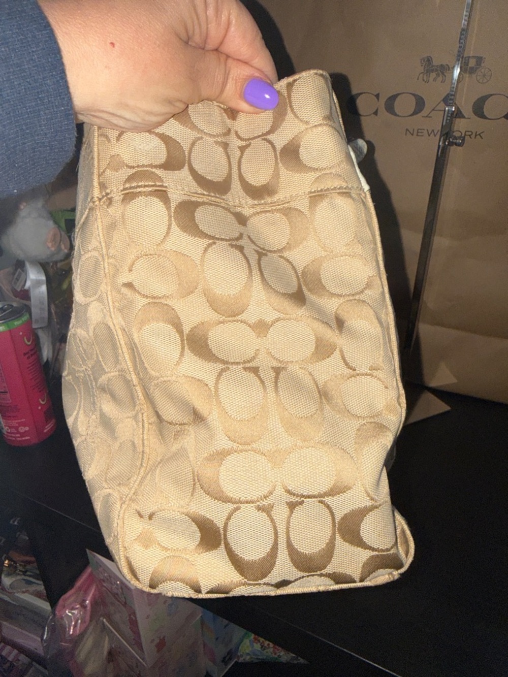 Coach Penelope Signature Shoulder Bag with white snakeskin trim - Picture 11 of 14